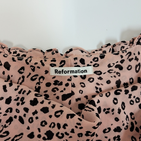 Reformation Pink Leopard Ruffle Strap Lui Dress 4 - Picture 7 of 9